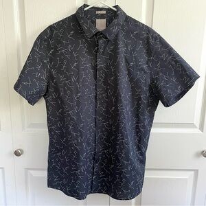 A Frame Navy Button Down Large